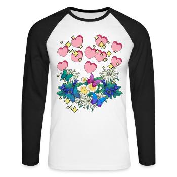 Idée cadeau de félicitations pour la fête des mères - T-shirt baseball manches longues Homme - blanc/noir - Devant - Nik (191cm)