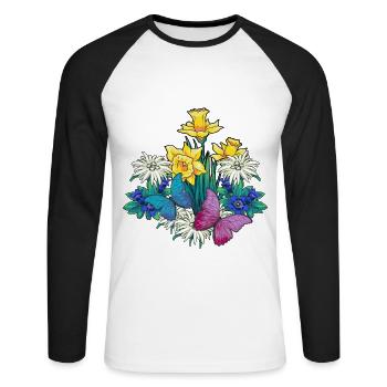 Austria Tyrol Spring Nature Nature Lovers Alm - Unisex Long Sleeve Baseball T-Shirt - white/black - Front - Nik (191cm)