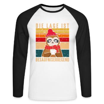 Die Lage Ist Besäufniserregend Faultier Punsch - Unisex Baseballshirt langarm - Weiß/Schwarz - Vorne - Nik (191cm)