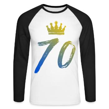 70 Number Crown - Unisex Long Sleeve Baseball T-Shirt - white/black - Front - Nik (191cm)