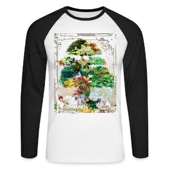 Bonsaï Japonais Jardin Art Collage Art 95 - T-shirt baseball manches longues Homme - blanc/noir - Devant - Nik (191cm)