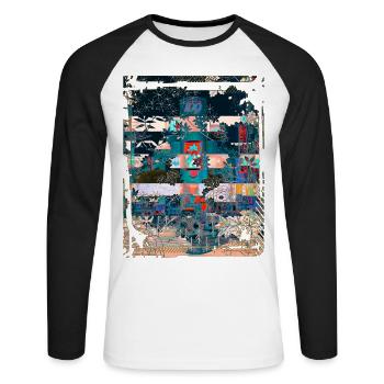 Japan City Night Streets View Collage Art 97 - Unisex Long Sleeve Baseball T-Shirt - white/black - Front - Nik (191cm)
