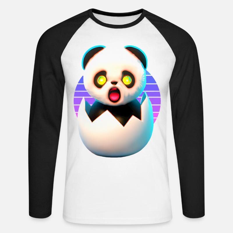Willkommen im Leben Panda - Unisex Baseballshirt langarm - Weiß/Schwarz