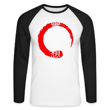 Living your dreams zitieren japanische Kanji-Wörter - Unisex Baseballshirt langarm - Weiß/Schwarz - Vorne - Nik (191cm)