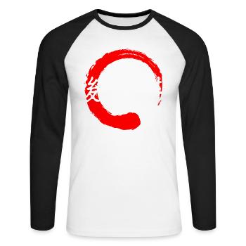 Bis wir uns wiedersehen, zitieren Sie japanische Kanji-Wörter - Unisex Baseballshirt langarm - Weiß/Schwarz - Vorne - Nik (191cm)