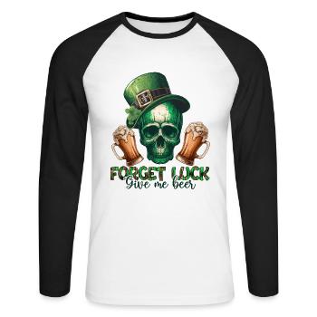 Crâne irlandais Irlande Trèfle vert Saint-Patrick - T-shirt baseball manches longues Homme - blanc/noir - Devant - Nik (191cm)