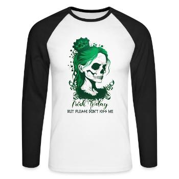 Crâne irlandais Irlande Trèfle vert Saint-Patrick - T-shirt baseball manches longues Homme - blanc/noir - Devant - Nik (191cm)