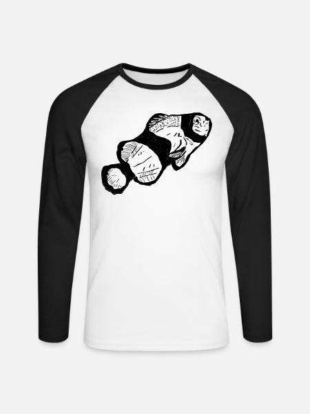 Clownfisch schwarz - Unisex Baseballshirt langarm - Weiß/Schwarz