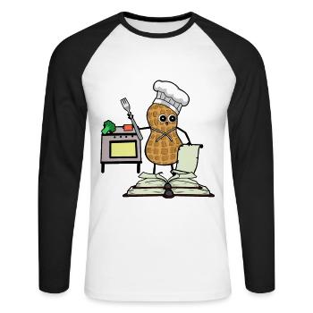 Peanut Cookbook Hobby Chef Cuisinière de cuisine - T-shirt baseball manches longues Homme - blanc/noir - Devant - Nik (191cm)