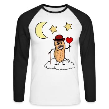 Peanut Grandpa Heaven Jensei’s Death Cloud Reincarnation - T-shirt baseball manches longues Homme - blanc/noir - Devant - Nik (191cm)