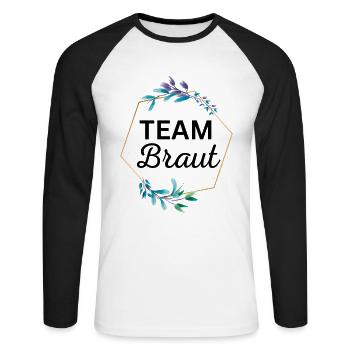 Team Braut JGA - Unisex Baseballshirt langarm - Weiß/Schwarz - Vorne - Nik (191cm)