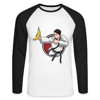 Fruit Fruits Banana Karate Fighter Judo Child - Unisex Long Sleeve Baseball T-Shirt - white/black - Front - Nik (191cm)