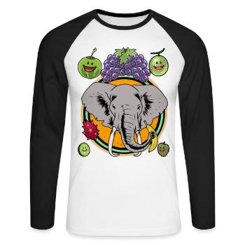 Elephant Summer Fruit Fruits Vitamins Healthy Child - Unisex Long Sleeve Baseball T-Shirt - white/black - Front - Nik (191cm)