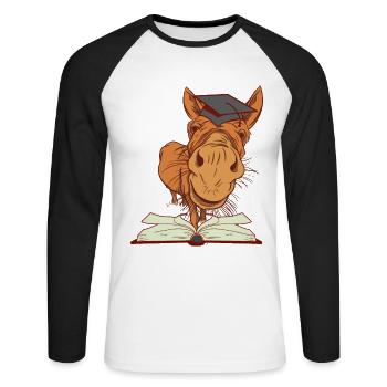 Donkey mule enrollment first grader clever - Unisex Long Sleeve Baseball T-Shirt - white/black - Front - Nik (191cm)