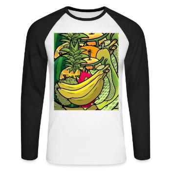 Été fruits exotiques juteux fruits fruits vitamines - T-shirt baseball manches longues Homme - blanc/noir - Devant - Nik (191cm)
