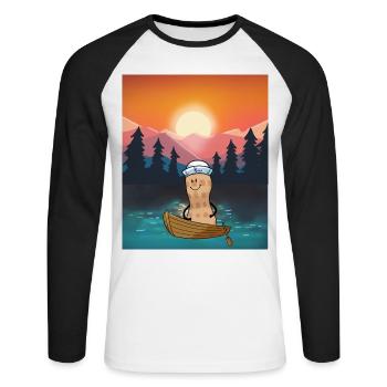 Erdnuss Freizeit Urlaub Erholung Natur Boot - Unisex Baseballshirt langarm - Weiß/Schwarz - Vorne - Nik (191cm)