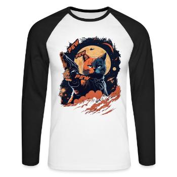 Pew Pew Pew - Unisex Long Sleeve Baseball T-Shirt - white/black - Front - Nik (191cm)