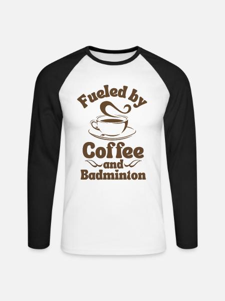 Kaffee Badminton Liebhaber - Unisex Baseballshirt langarm - Weiß/Schwarz