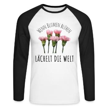 Blumen Garten Gärtner Blumenstrauß BLUMENLIEBE - Unisex Baseballshirt langarm - Weiß/Schwarz - Vorne - Nik (191cm)
