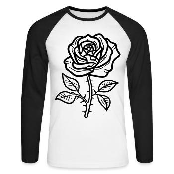 Symbole de la rose - T-shirt baseball manches longues Homme - blanc/noir - Devant - Nik (191cm)