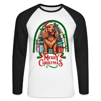 Irish Setter Christmas - Unisex Long Sleeve Baseball T-Shirt - white/black - Front - Nik (191cm)