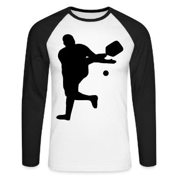 Pickleball - Unisex Long Sleeve Baseball T-Shirt - white/black - Front - Nik (191cm)