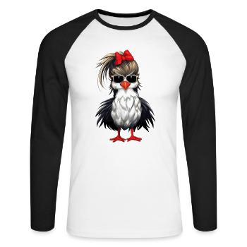 Chicken Mom Chickens Hen Gift Farmer - Unisex Long Sleeve Baseball T-Shirt - white/black - Front - Nik (191cm)