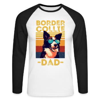 Border collie sunglasses dad retro - Unisex Long Sleeve Baseball T-Shirt - white/black - Front - Nik (191cm)