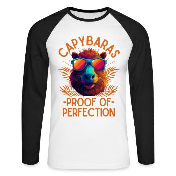 Capybara with sunglasses - Unisex Long Sleeve Baseball T-Shirt - white/black - Front - Nik (191cm)