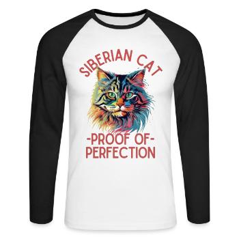Chat Sibérien Chat Chat Coloré Chat Sibérien - T-shirt baseball manches longues Homme - blanc/noir - Devant - Nik (191cm)