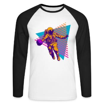 Basketball Astronaut 80s 90s - Unisex Long Sleeve Baseball T-Shirt - white/black - Front - Nik (191cm)
