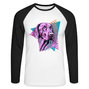 Vizsla 80s style - Unisex Long Sleeve Baseball T-Shirt - white/black - Front - Nik (191cm)
