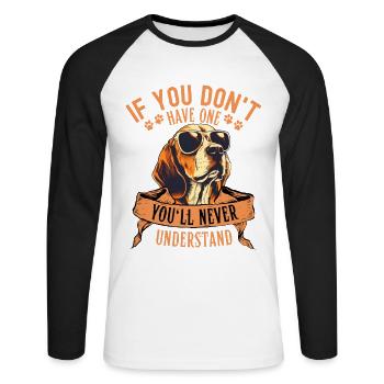 Beagle mit sonnenbrille - Unisex Baseballshirt langarm - Weiß/Schwarz - Vorne - Nik (191cm)