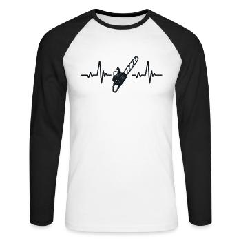 Tronçonneuse Heartbeat Lumberjack Bûcheron - T-shirt baseball manches longues Homme - blanc/noir - Devant - Nik (191cm)