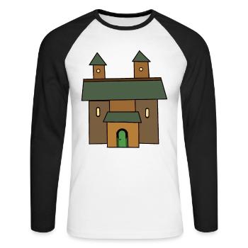 Castle, Middle Ages, Knights, Castle, Fairytale, Fortress - Unisex Long Sleeve Baseball T-Shirt - white/black - Front - Nik (191cm)