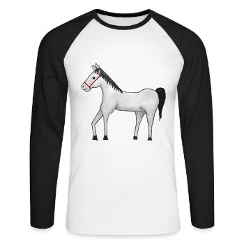 Ross, Stallion, Horse, Horse Fool, Rider, Horse, Horse - Unisex Long Sleeve Baseball T-Shirt - white/black - Front - Nik (191cm)