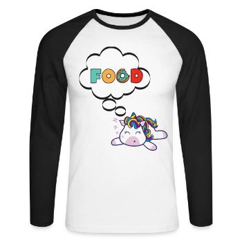 einhorn essen traum - Unisex Baseballshirt langarm - Weiß/Schwarz - Vorne - Nik (191cm)