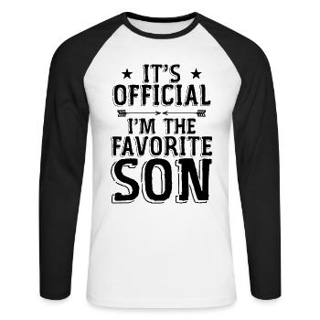 Its Official Im The Favorite Son - T-shirt baseball manches longues Homme - blanc/noir - Devant - Nik (191cm)