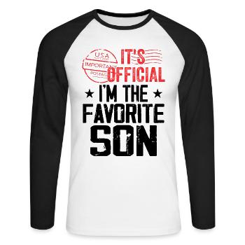 Its Official Im The Favorite Son - T-shirt baseball manches longues Homme - blanc/noir - Devant - Nik (191cm)