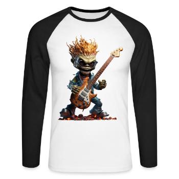 Diego the Green Alien - Unisex Long Sleeve Baseball T-Shirt - white/black - Front - Nik (191cm)