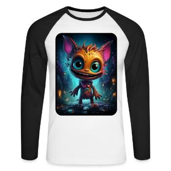 Punchy la douce dame monstre - T-shirt baseball manches longues Homme - blanc/noir - Devant - Nik (191cm)