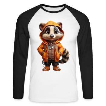 Florian the Badger - Unisex Long Sleeve Baseball T-Shirt - white/black - Front - Nik (191cm)