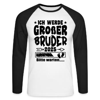 Ich werde Großer Bruder 2025 - T-shirt baseball manches longues Homme - blanc/noir - Devant - Nik (191cm)