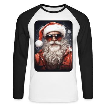 Cool Santa Claus - Unisex Long Sleeve Baseball T-Shirt - white/black - Front - Nik (191cm)
