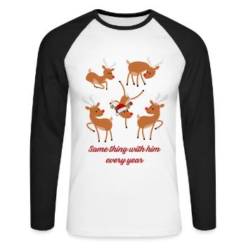 Crazy rendeer - Unisex Baseballshirt langarm - Weiß/Schwarz - Vorne - Nik (191cm)