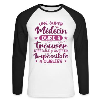 A Super Doctor - Mother's Day - Unisex Long Sleeve Baseball T-Shirt - white/black - Front - Nik (191cm)