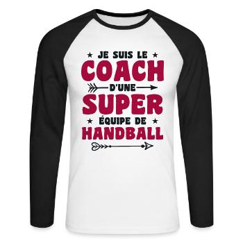 Je Suis Le Coach D'une Super Équipe De Handball - T-shirt baseball manches longues Homme - blanc/noir - Devant - Nik (191cm)