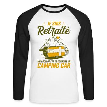 Je Suis Un Retraité Avec Un Camping Car - T-shirt baseball manches longues Homme - blanc/noir - Devant - Nik (191cm)
