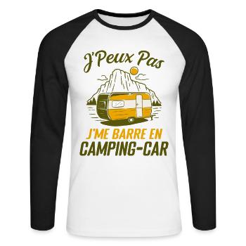Je Peux Pas Je Me Barre En Camping Car Camping Car - T-shirt baseball manches longues Homme - blanc/noir - Devant - Nik (191cm)