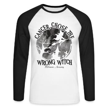 Cancer Chose The Wring Witch Hautkrebs - Unisex Baseballshirt langarm - Weiß/Schwarz - Vorne - Nik (191cm)